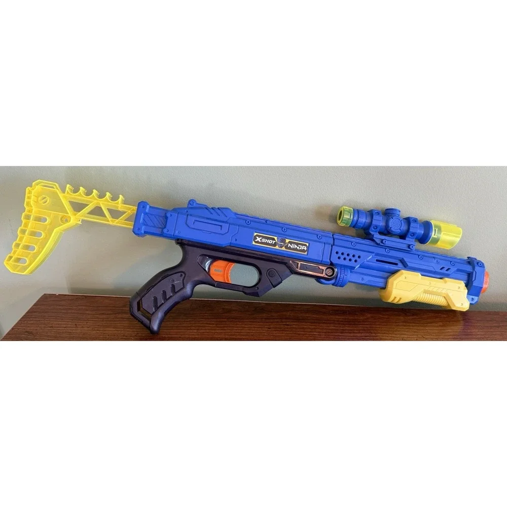 X-Shot Ninja Pump Riffle Dart Gun With Scope. EUC